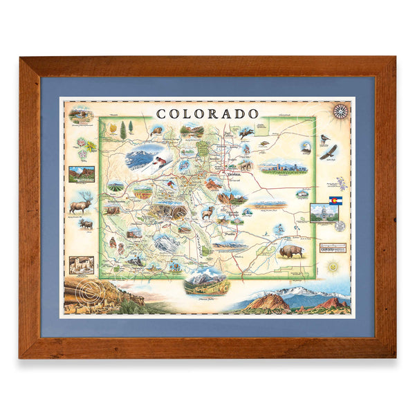 Classificeren plaats In de meeste gevallen Colorado State Hand-Drawn Map - Xplorer Maps - 24"x18" Print