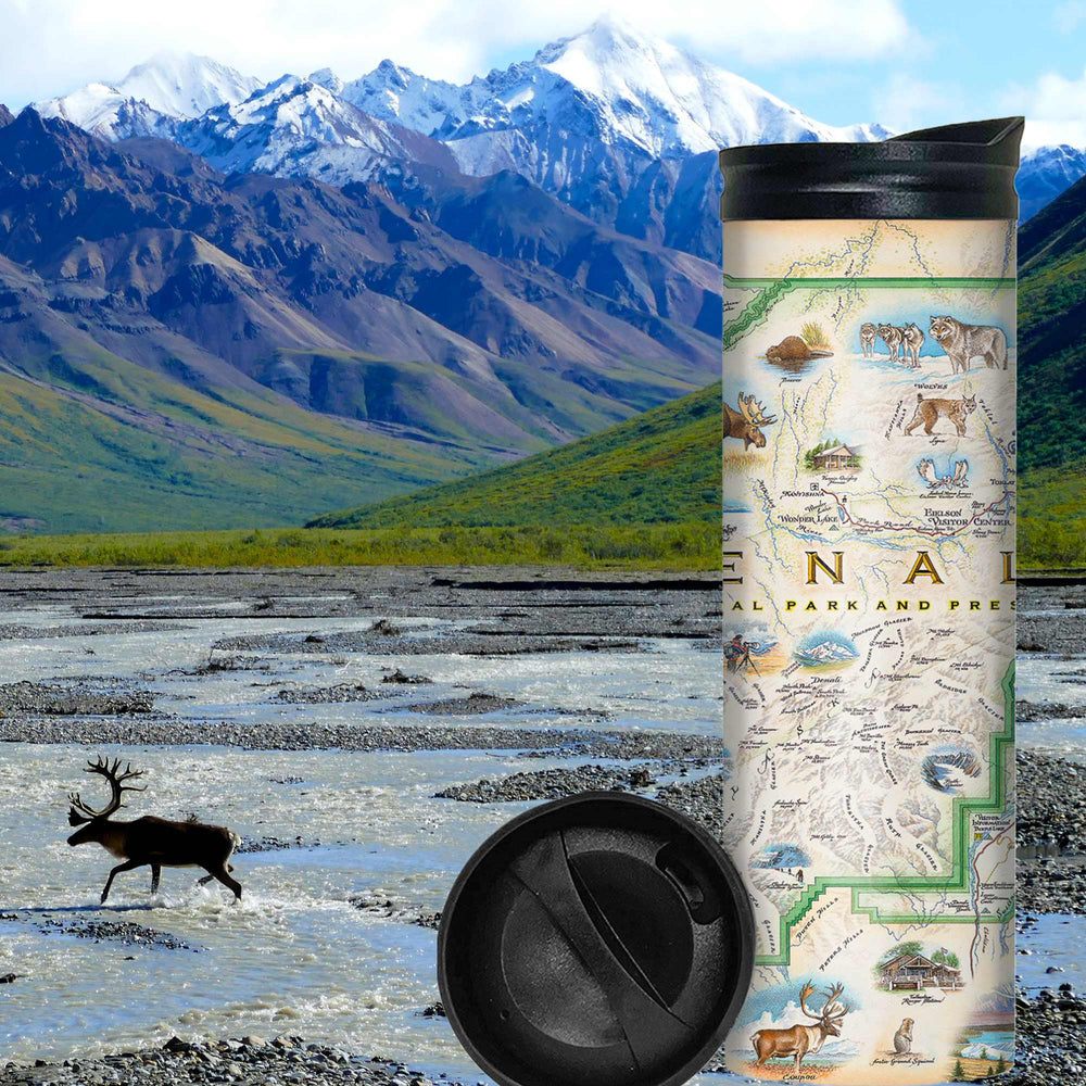 Denali National Park Map Travel Drinkware