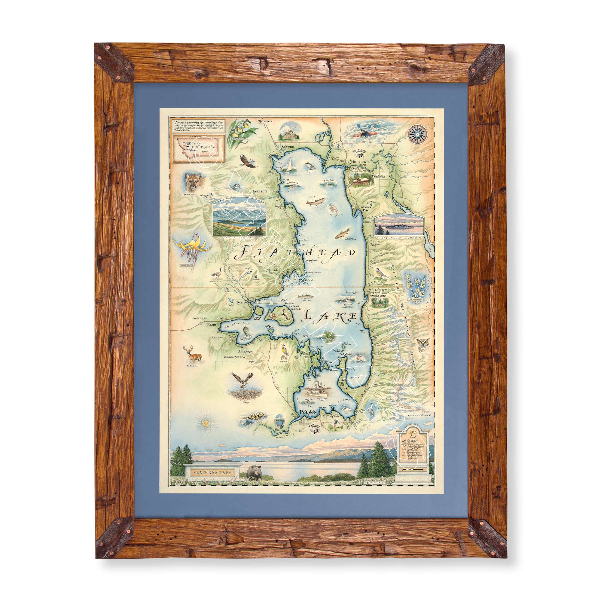 Flathead Lake Hand-Drawn Map