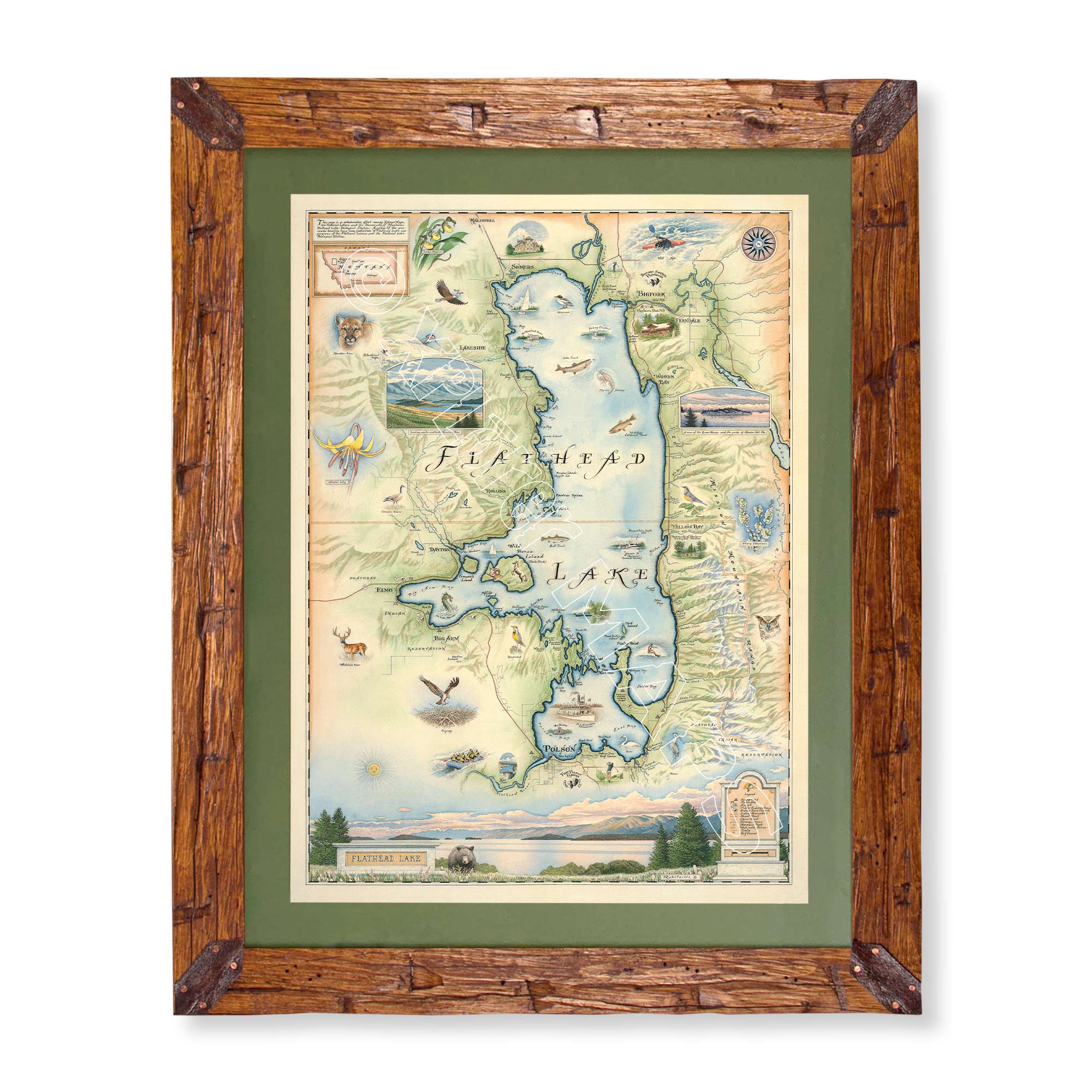 Flathead Lake Hand-Drawn Map