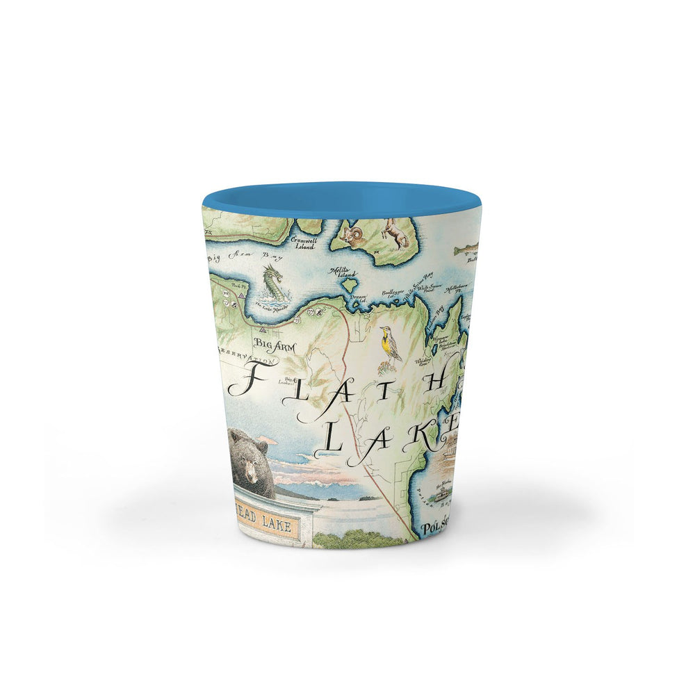 Flathead Lake Map Ceramic Shot Glass