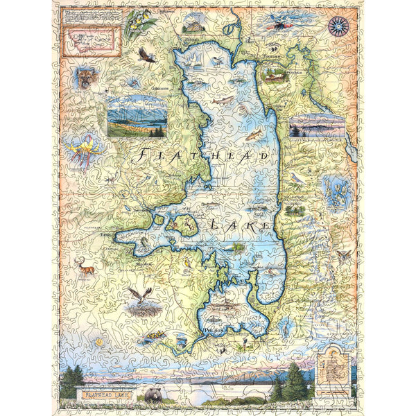 Flathead Lake Map Wood Puzzle