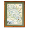 Montana's Glacier National Park map framed in Flathead Lake reclaimed larch wood with green mat.