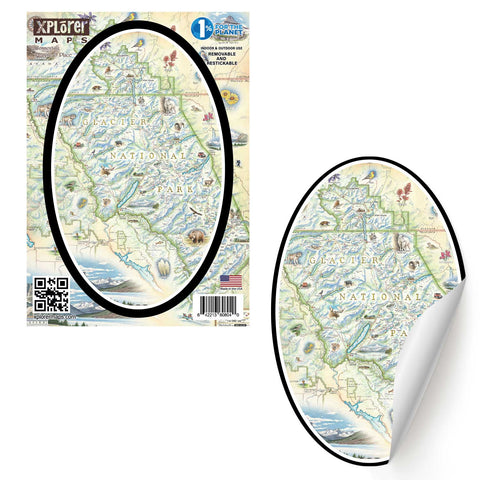 Glacier National Park Map Sticker