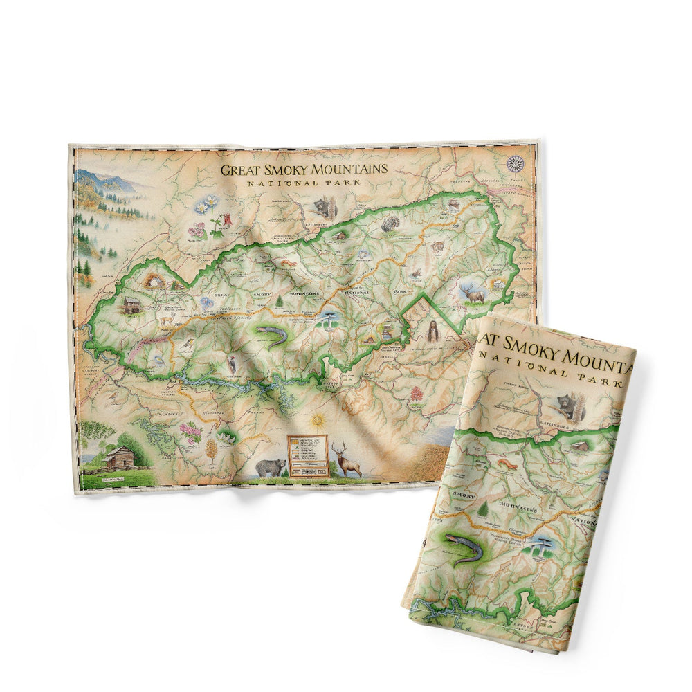 Great Smoky Mountain National Park Map Kitchen Towel
