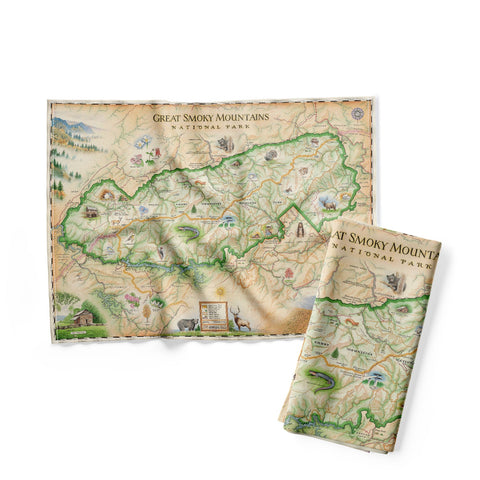 Great Smoky Mountain National Park Map Kitchen Towel