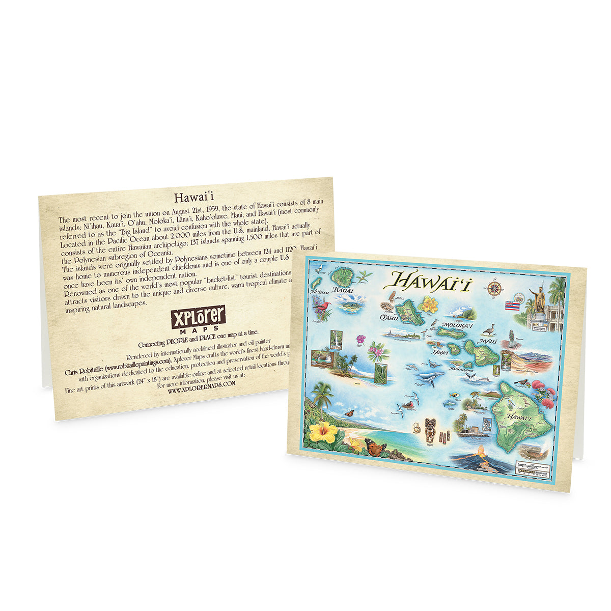 Hawai'i State Map Notecards - Set of 12