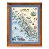 Alaska's Inside Passage hand-drawn map in a Montana Flathead Lake reclaimed larch wood frame and blue mat. 