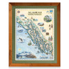 Alaska's Inside Passage hand-drawn map in a Montana Flathead Lake reclaimed larch wood frame and green mat. 