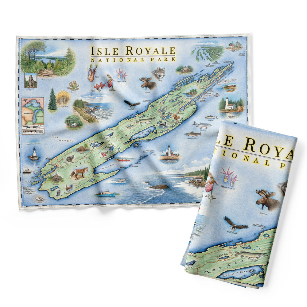 Isle Royale National Park Map Kitchen Towel