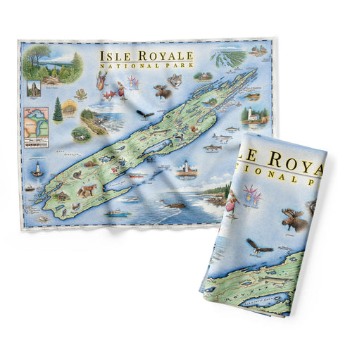 Isle Royale National Park Map Kitchen Towel
