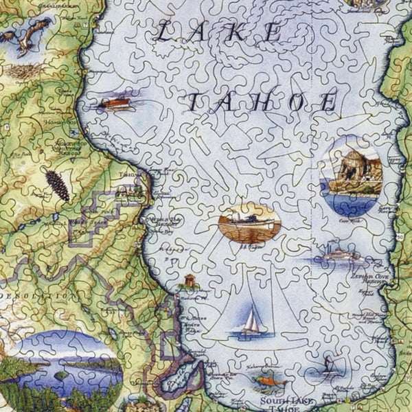 Lake Tahoe Map Wood Puzzle