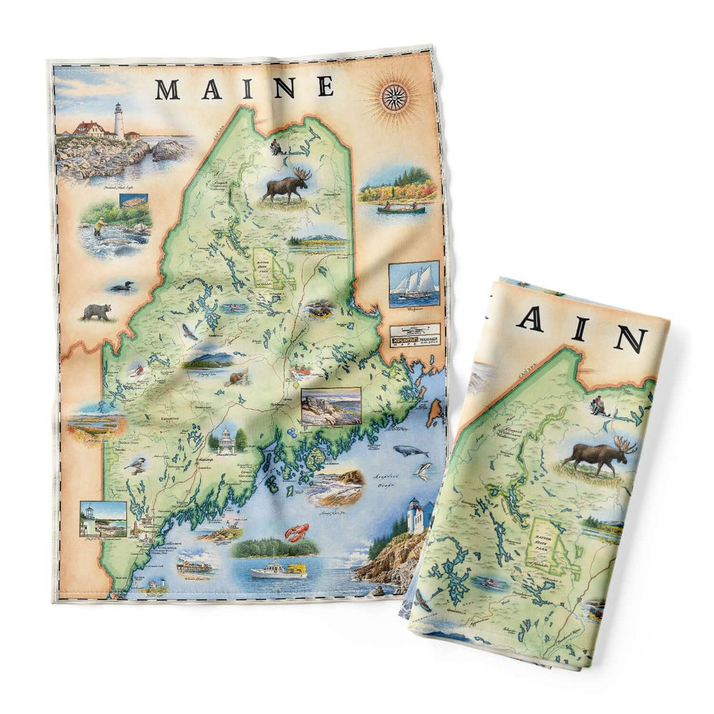 Maine State Map Kitchen Towel