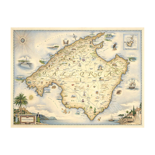 Mallorca Island Hand Drawn Map Xplorer Maps   Mallocra Map Watermarked Web 2000px 0423 533x 