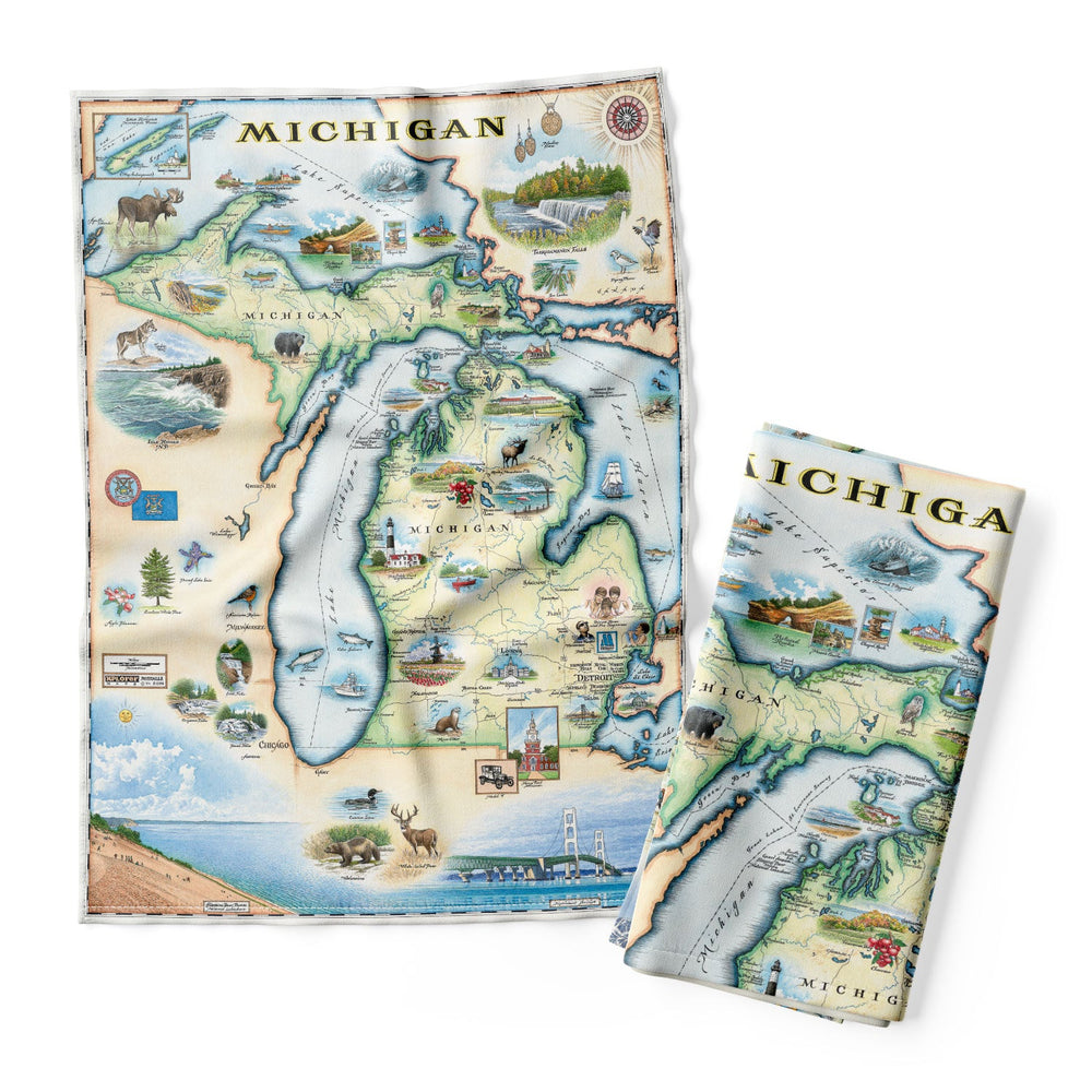 Michigan State Map Kitchen Towel