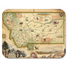 A handcrafted birchwood serving tray featuring a hand-illustrated map of Montana by artist Chris Robitaille, with a durable matte melamine finish.