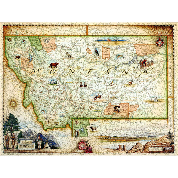 Paradise Valley Montana Old Montana map map art on Wood or -  Portugal