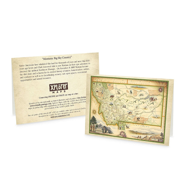 Montana Map Blank Greeting Cards