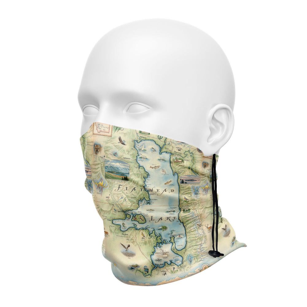 Montana's Flathead Lake Map Neck Gaiters
