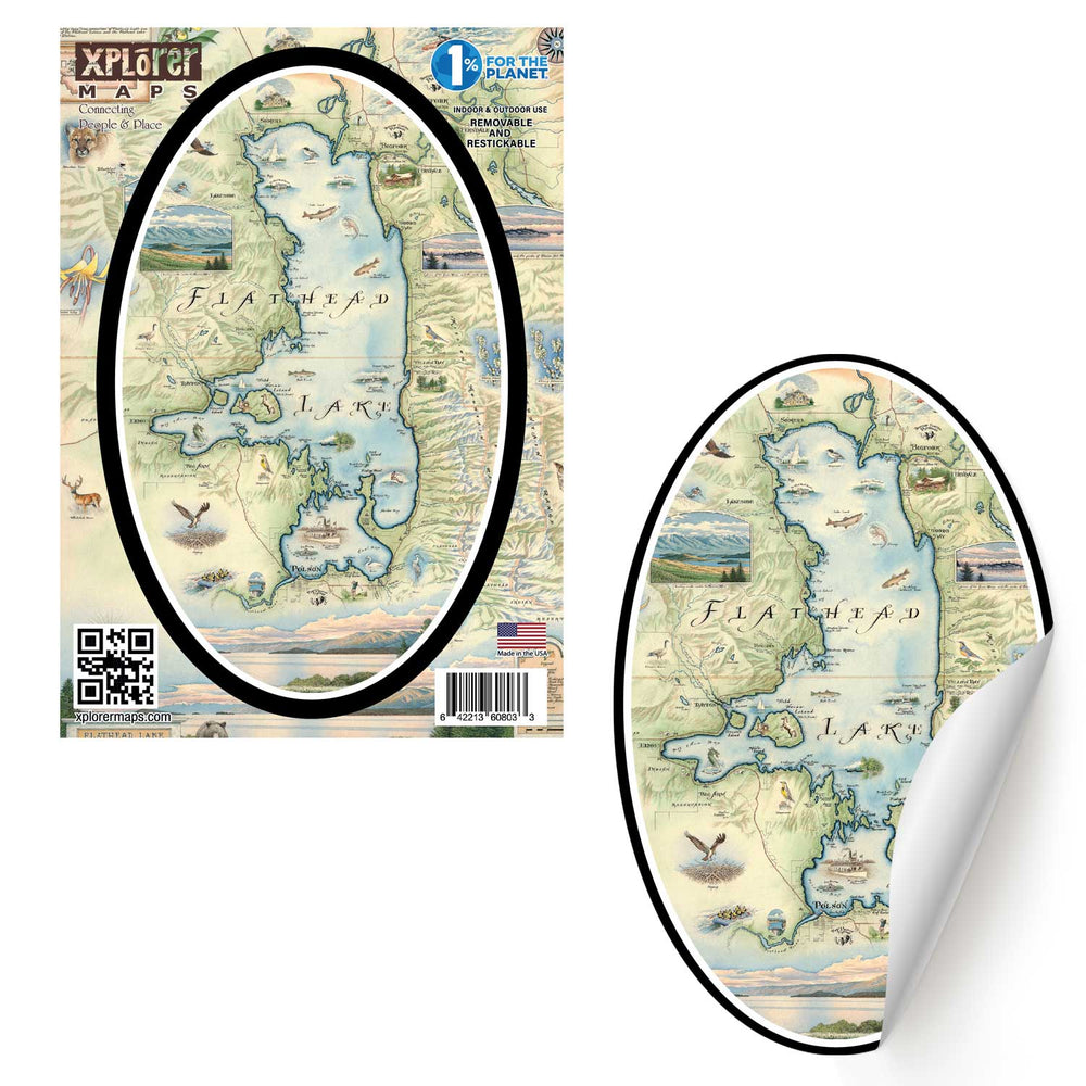 Montana's Flathead Lake Map Sticker