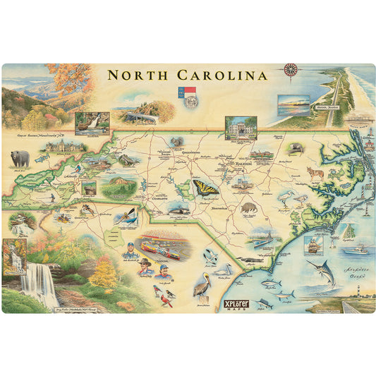 North Carolina Wooden Sign - Xplorer Maps