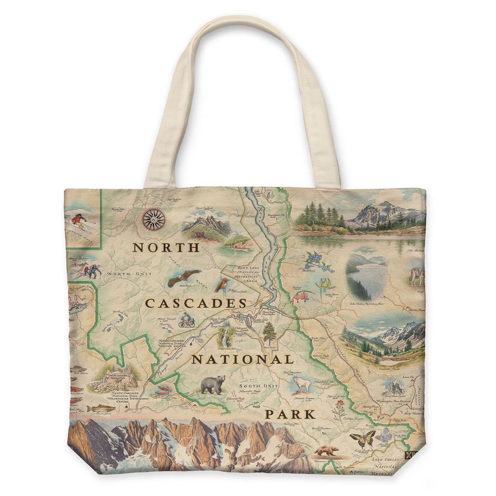 North Cascades Map Canvas Tote Bag