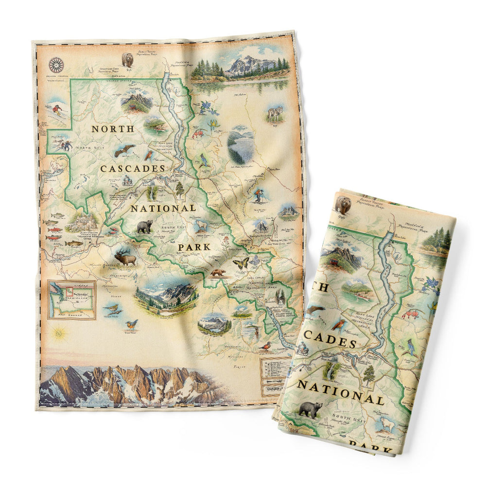 North Cascades National Park Map Kitchen Towel