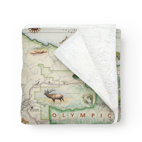 Olympic National Park Map Fleece Blanket