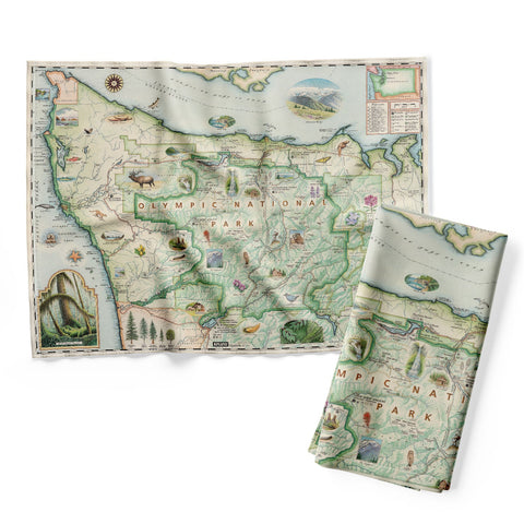 Olympic National Park Map Kitchen Towel