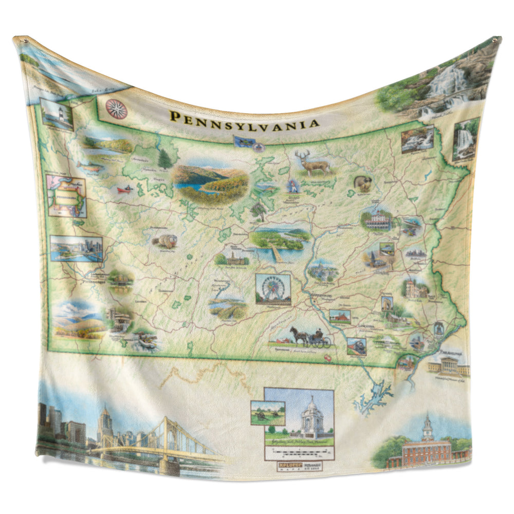 Pennsylvania State Map Fleece Blanket