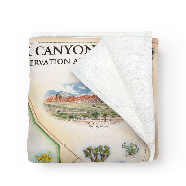 Red Rocks fleece blanket with a unique, colorful, and stunning map of the area.