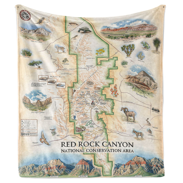 Red Rock Canyon map blanket with unique artwork. 