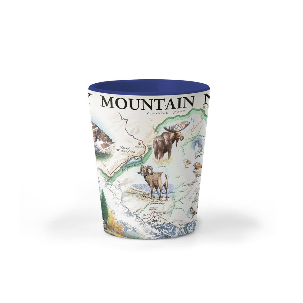 Rocky Mountain National Park Map Ceramic Shot Glass