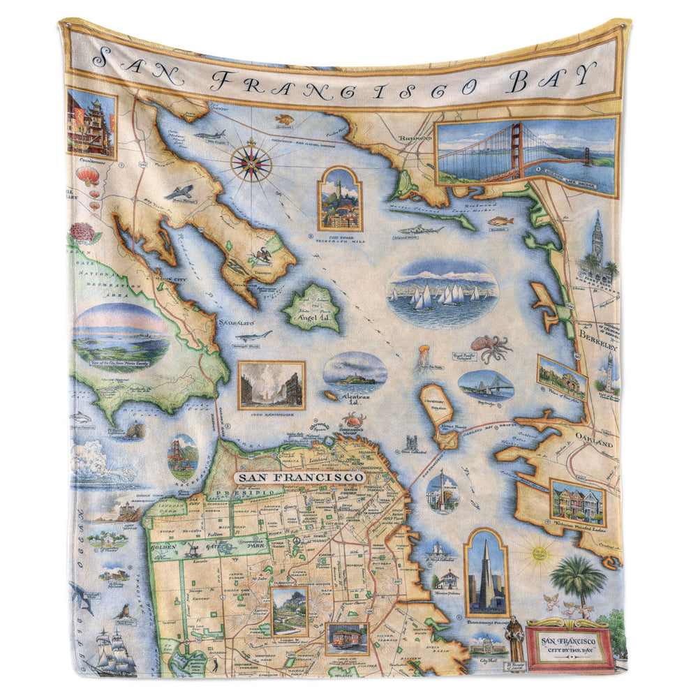 San Francisco Bay Map Fleece Blanket