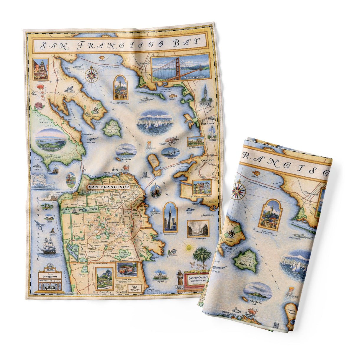 San Francisco Bay Map Kitchen Towel | Xplorer Maps