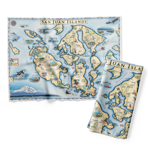 San Juan Islands Map Kitchen Towel