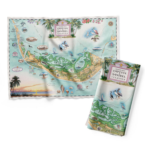 Sanibel & Captiva Islands Map Kitchen Towel