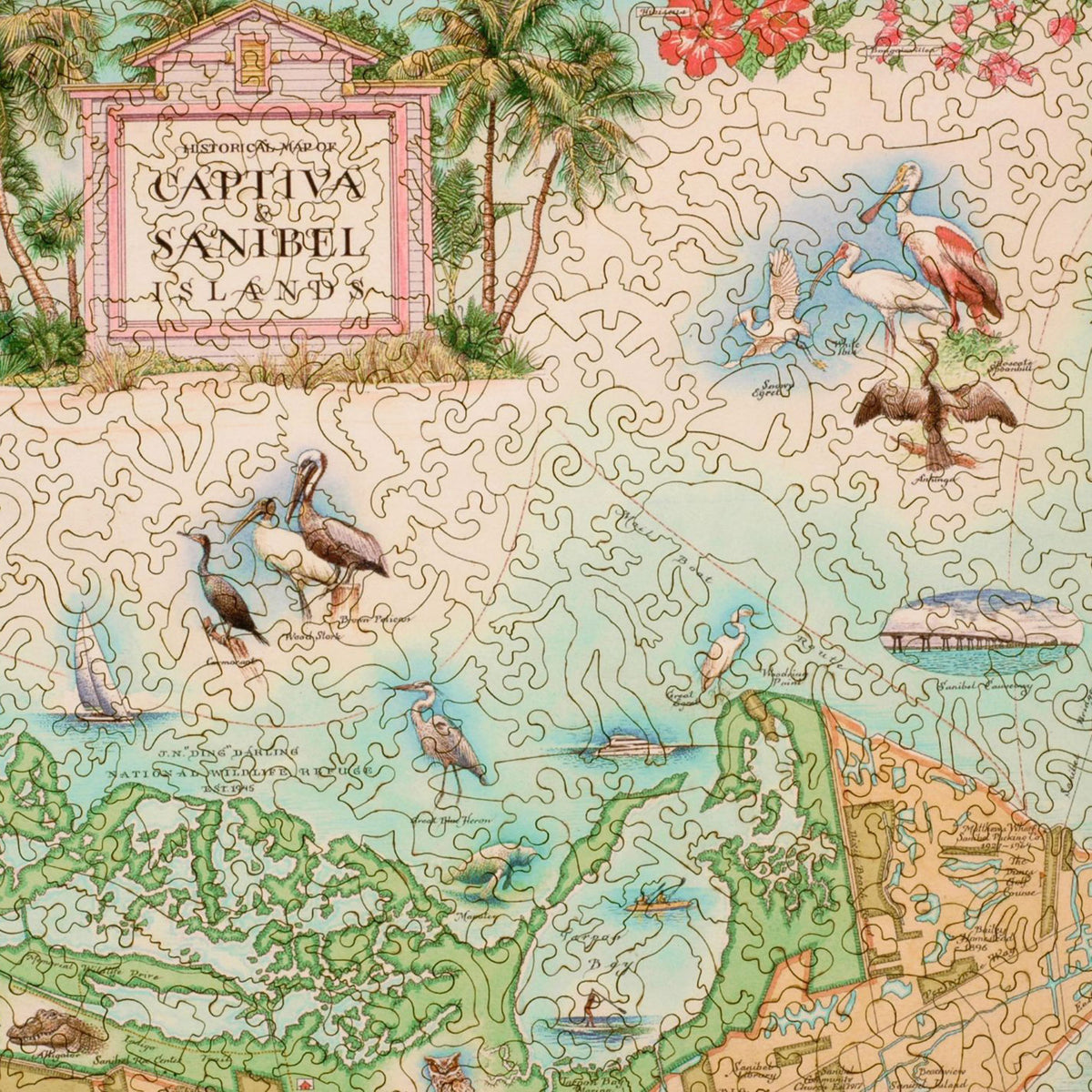 Florida's Sanibel & Captiva Islands Map Wood Puzzle