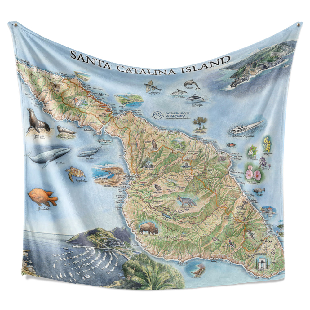 Santa Catalina Island Map Fleece Blanket