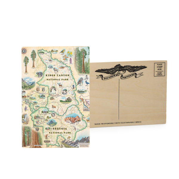 Sequoia & King Canyon National Parks Map Wooden Postcard