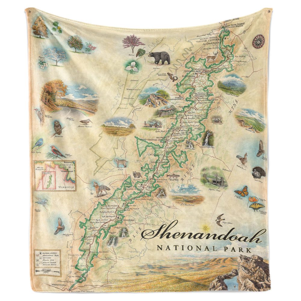 Shenandoah National Park Map Fleece Blanket