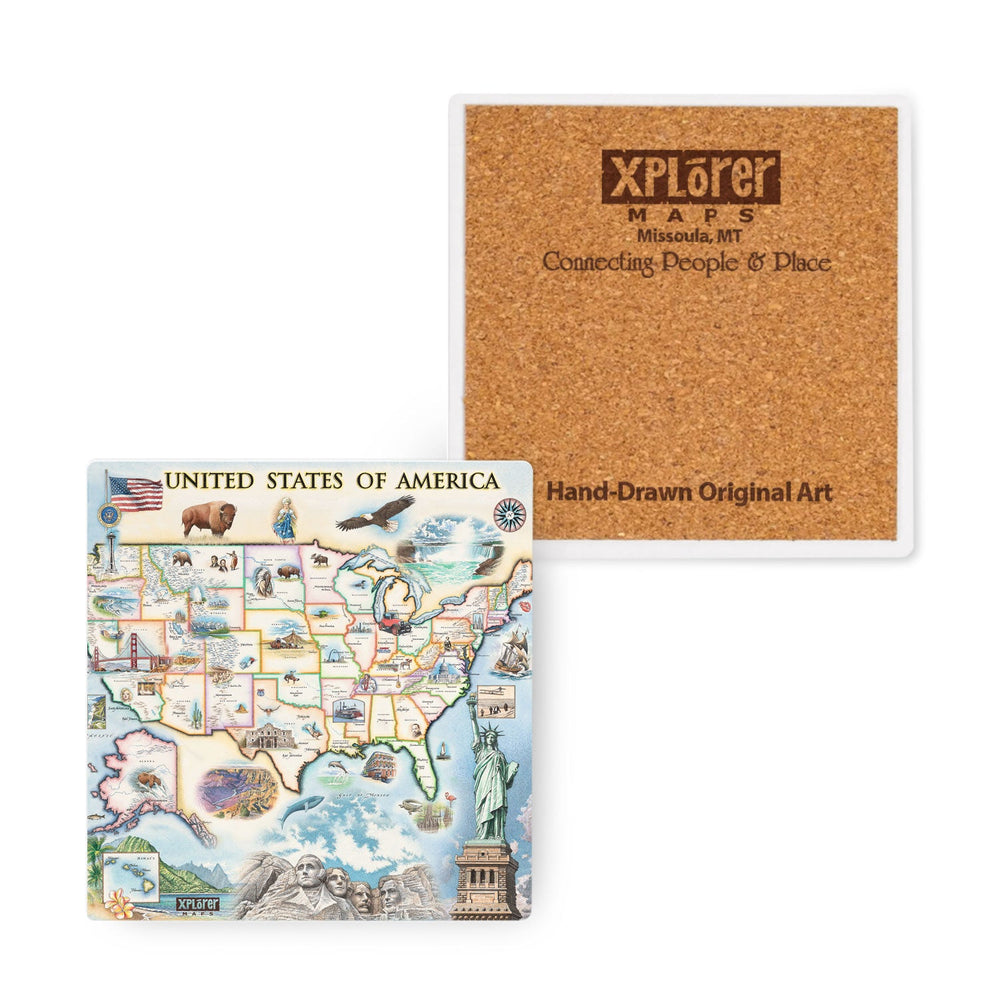 USA Map Ceramic Coasters