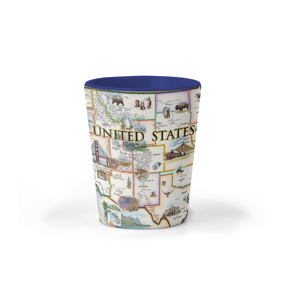 USA Map Ceramic Shot Glass