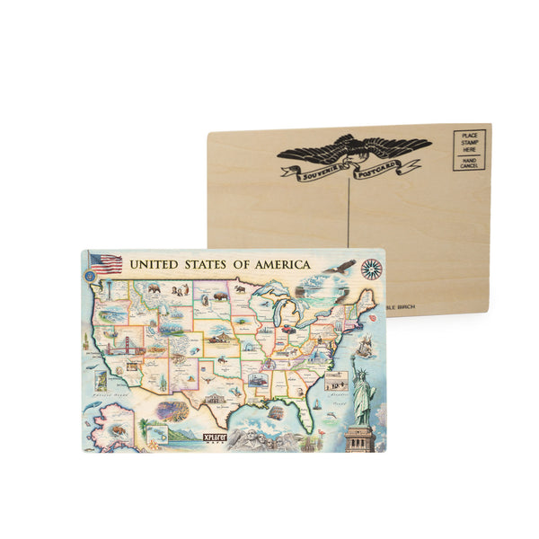 USA wooden postcard