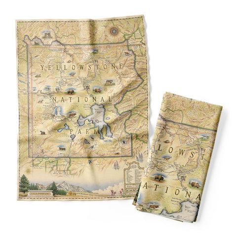 Yellowstone National Park Map Kitchen Towel