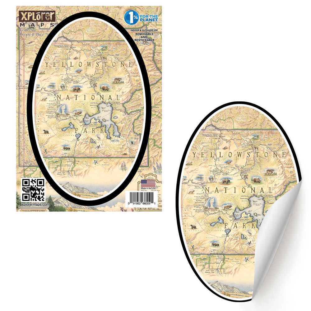 Yellowstone National Park Map Sticker