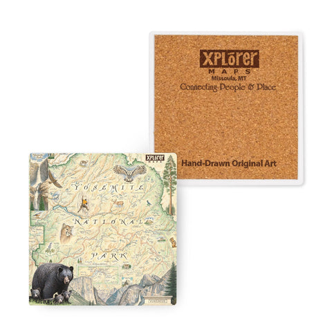 Yosemite National Park Map Ceramic Coasters