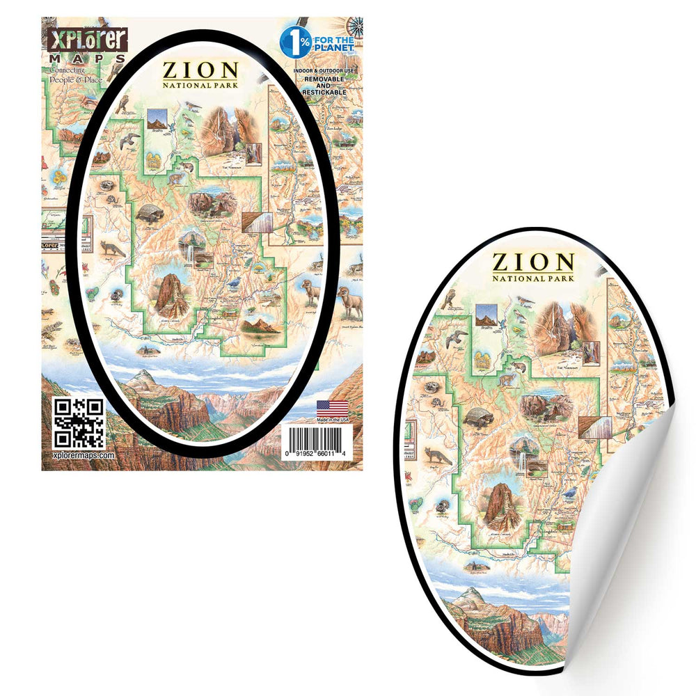 Zion National Park Map Sticker